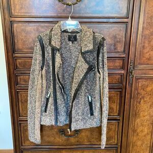 Rag and Bone Lory Knot Leather Trim Leather Jacket